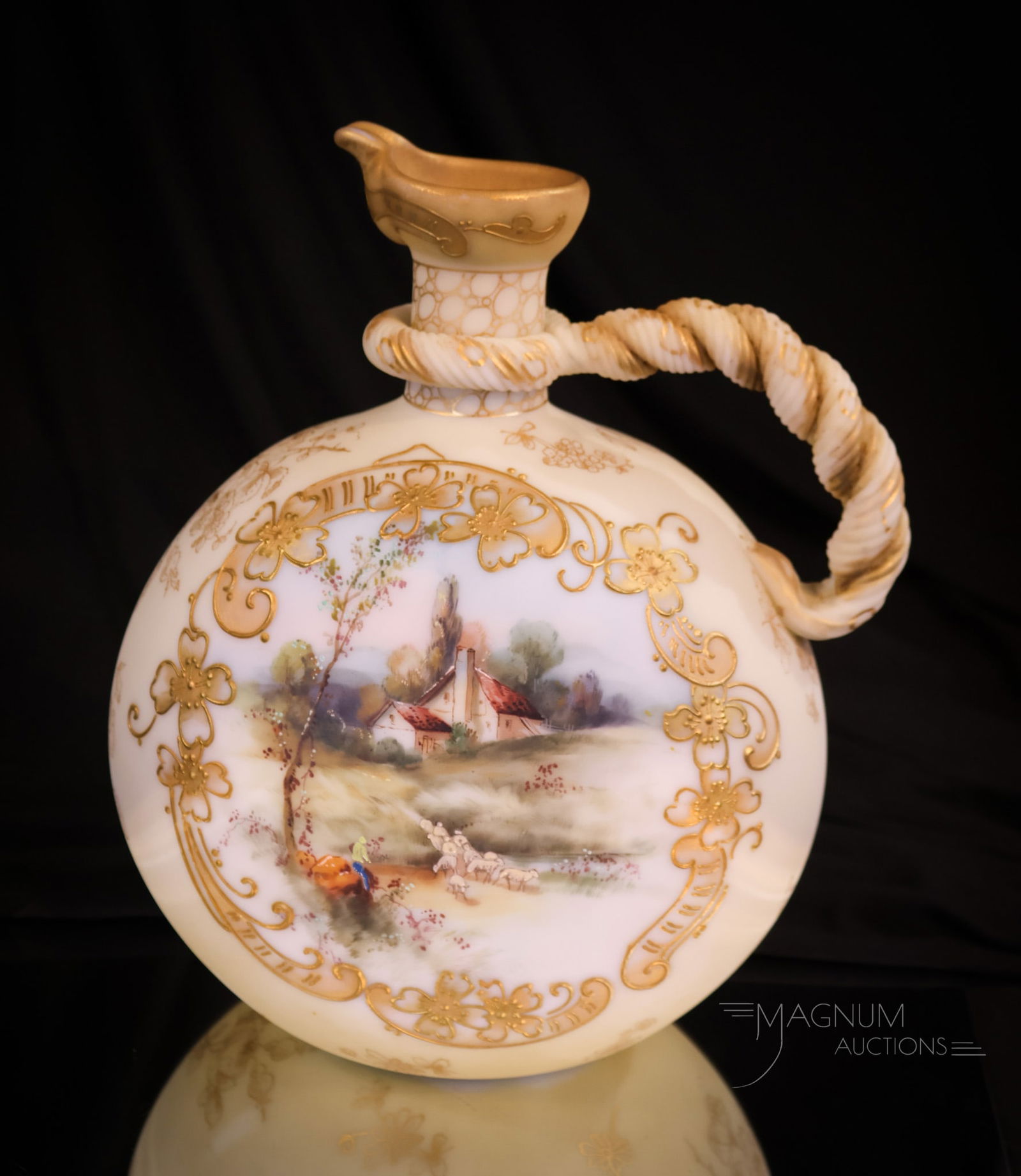 Mt. Washington Crown Milano Victorian Glass 10" Ewer Vase (1 of 6)