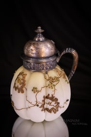 Mt. Washington Victorian Glass Cabochon Decorated Syrup Pitcher