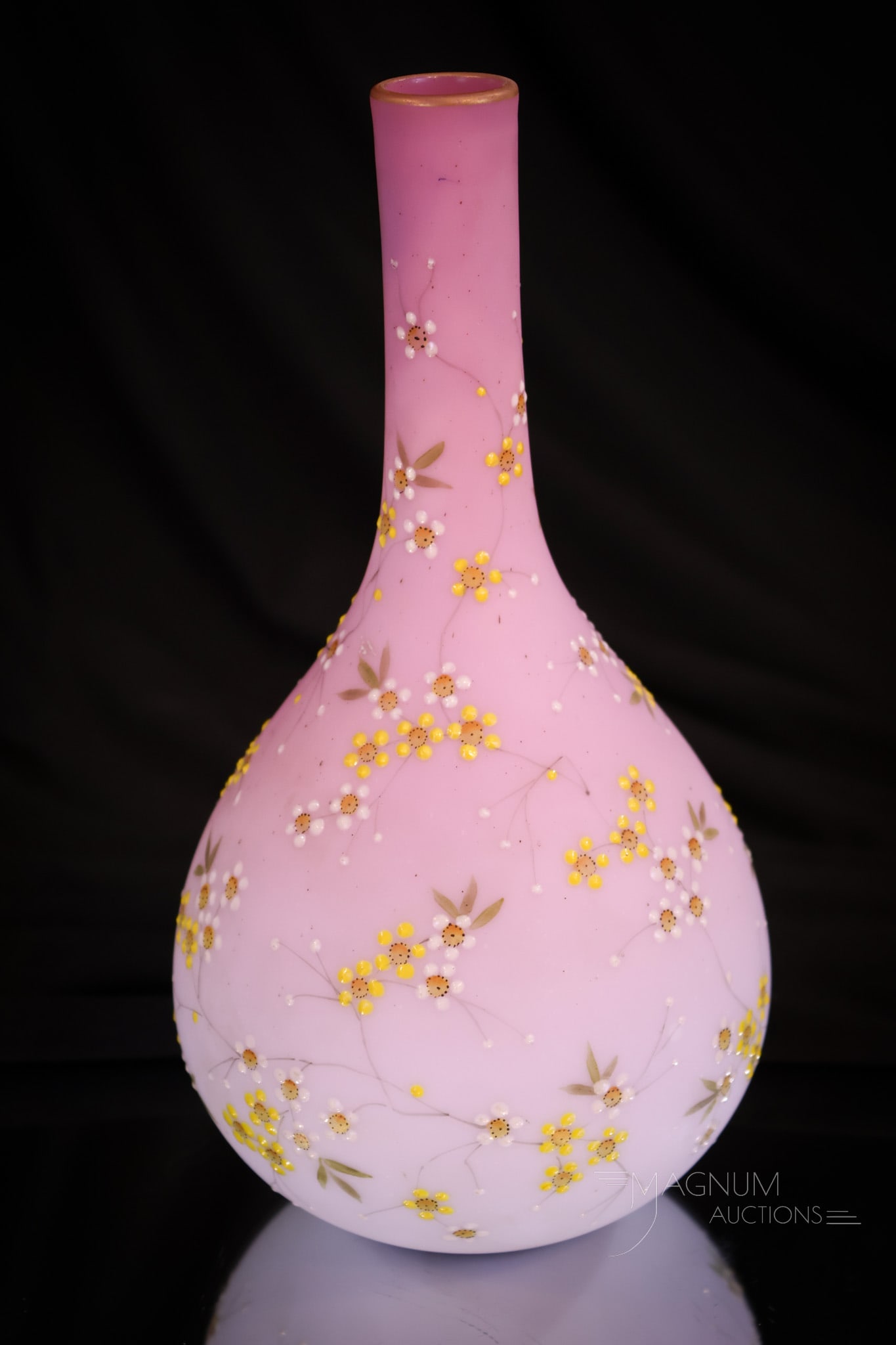 Decorated Mt. Washington Peachblow Victorian Glass Vase (1 of 5)