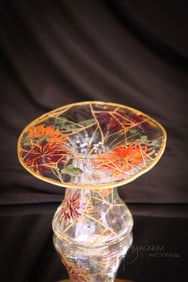 Signed Napoli Mt. Washington Victorian Art Glass Mushroom Vase