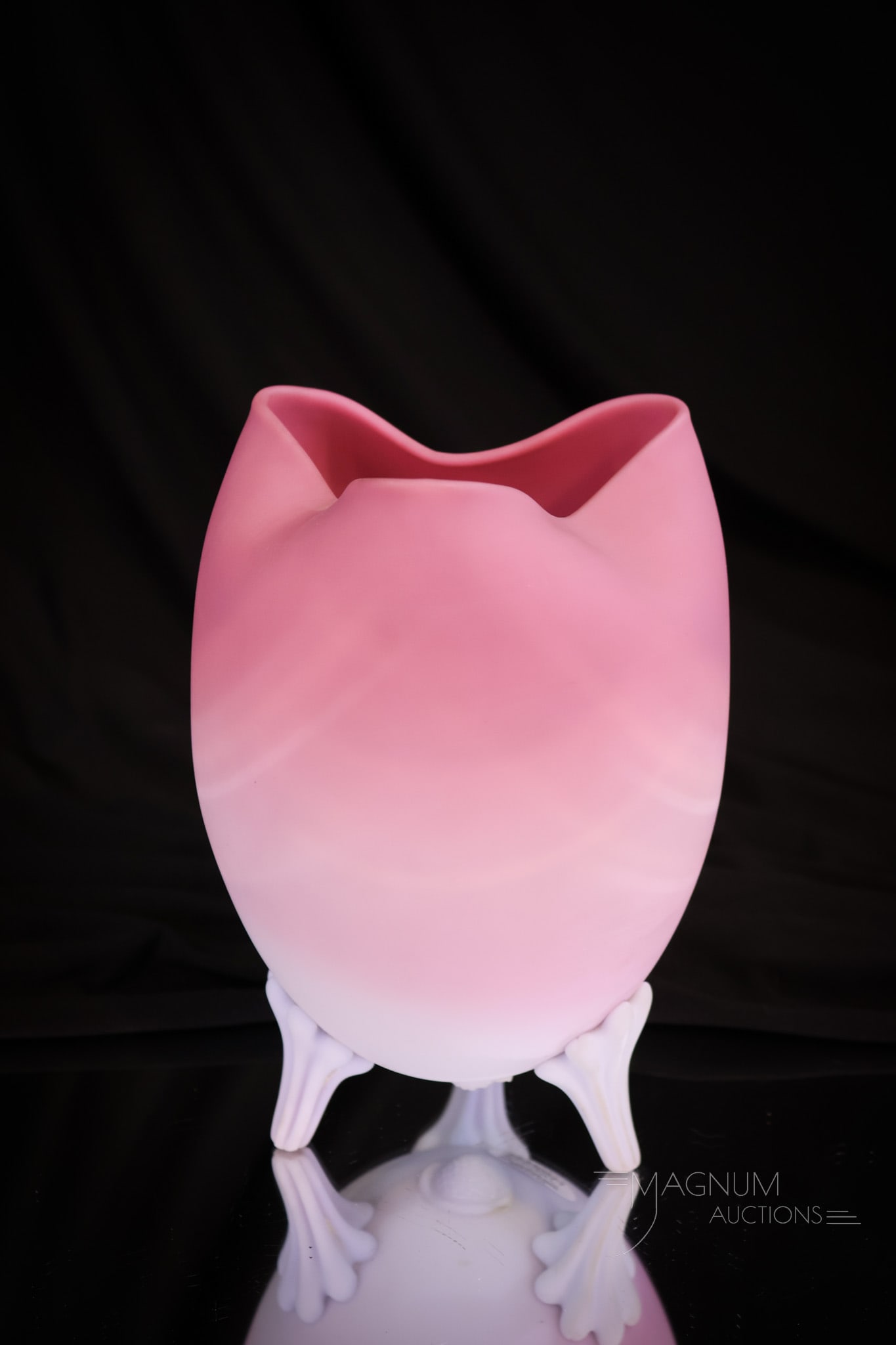 Mt. Washington Peachblow Victorian Glass 6 3/4" Footed Vase (1 of 4)