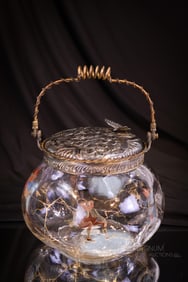 Signed Napoli Mt. Washington Victorian Glass Palmer Cox Brownie Biscuit Jar