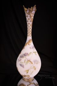 Mt. Washington "Lilacs" Victorian Crown Milano Glass 17" Vase