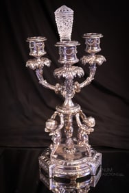Pairpoint Silverplate Victorian Cut Glass Candleabrum