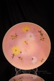 Mt. Washington Burmese Victorian Glass Decorated 10" Charger