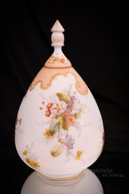 Mt. Washington Crown Milano Victorian Glass 12" Temple Jar
