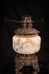 Mt. Washington Crown Milano Victorian Glass Oil Lamp