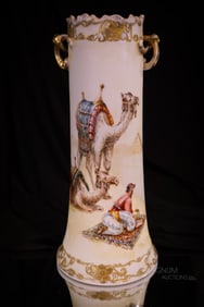 14 3/4" Pairpoint Limoges "Garden of Allah" Hand-Painted Porcelain Vase