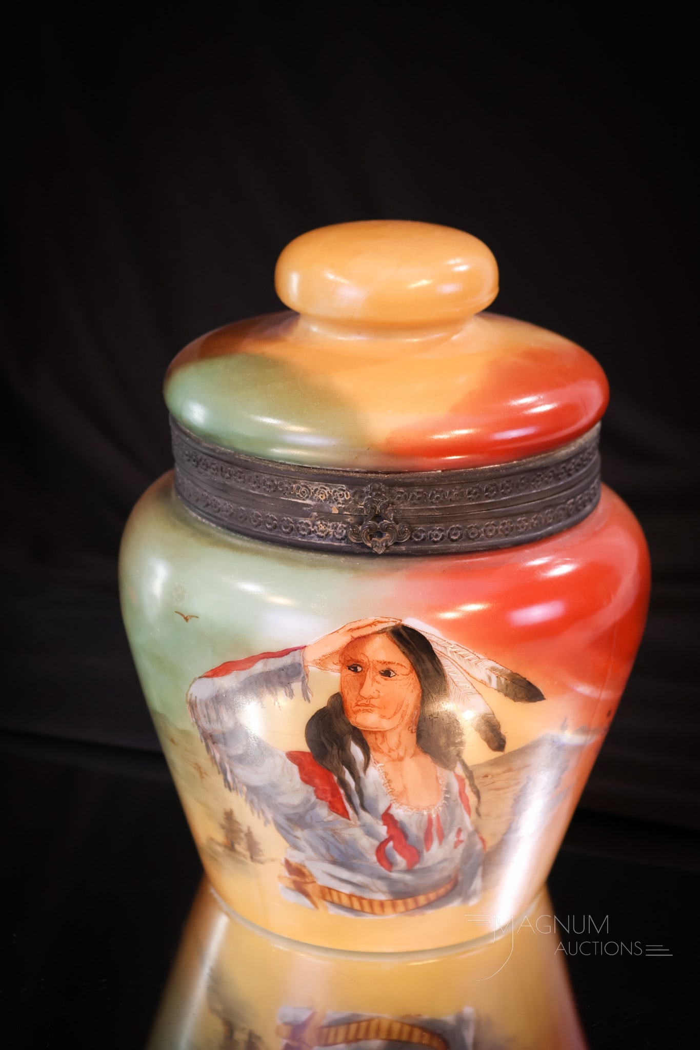 Handel Ware Glass Indian Chief Bulbous 7 1/2" Humidor (1 of 7)