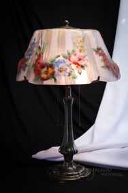 Pairpoint Marlboro Reverse Painted Puffy Table Lamp