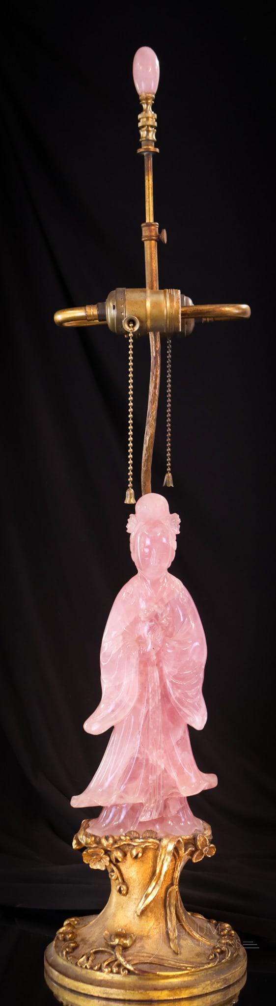 Chinese Carved Rose Quartz Geisha Figural 29" Table Lamp (1 of 10)