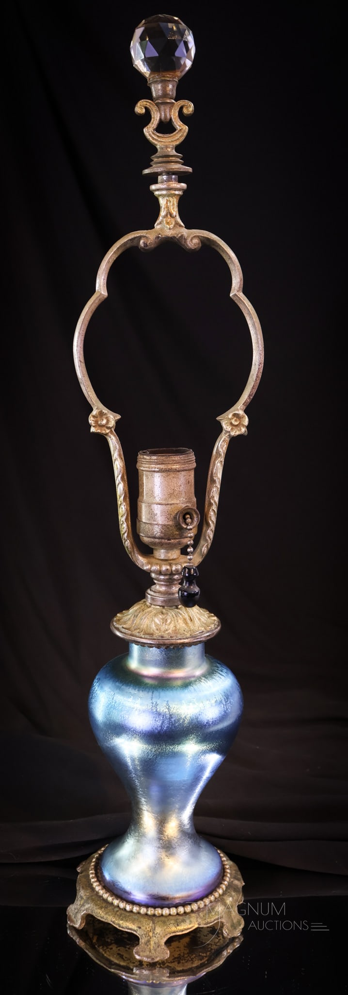 Steuben Blue Aurene 20 1/2" Art Glass Iridescent Table Lamp (1 of 7)