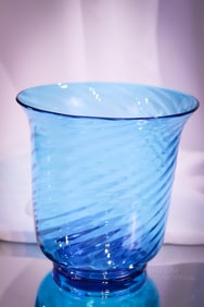 Steuben #6030 Celeste Blue Swirl Art Glass Vase