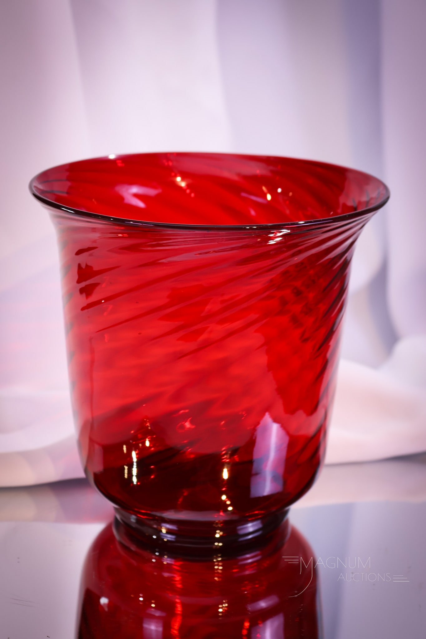 Steuben #6030 Selenium Red Swirl Art Glass Vase (1 of 6)