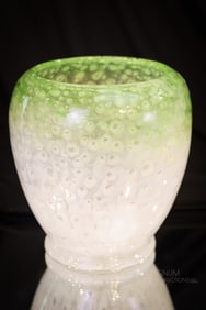 Steuben Cluthra White & Green Art Glass Vase