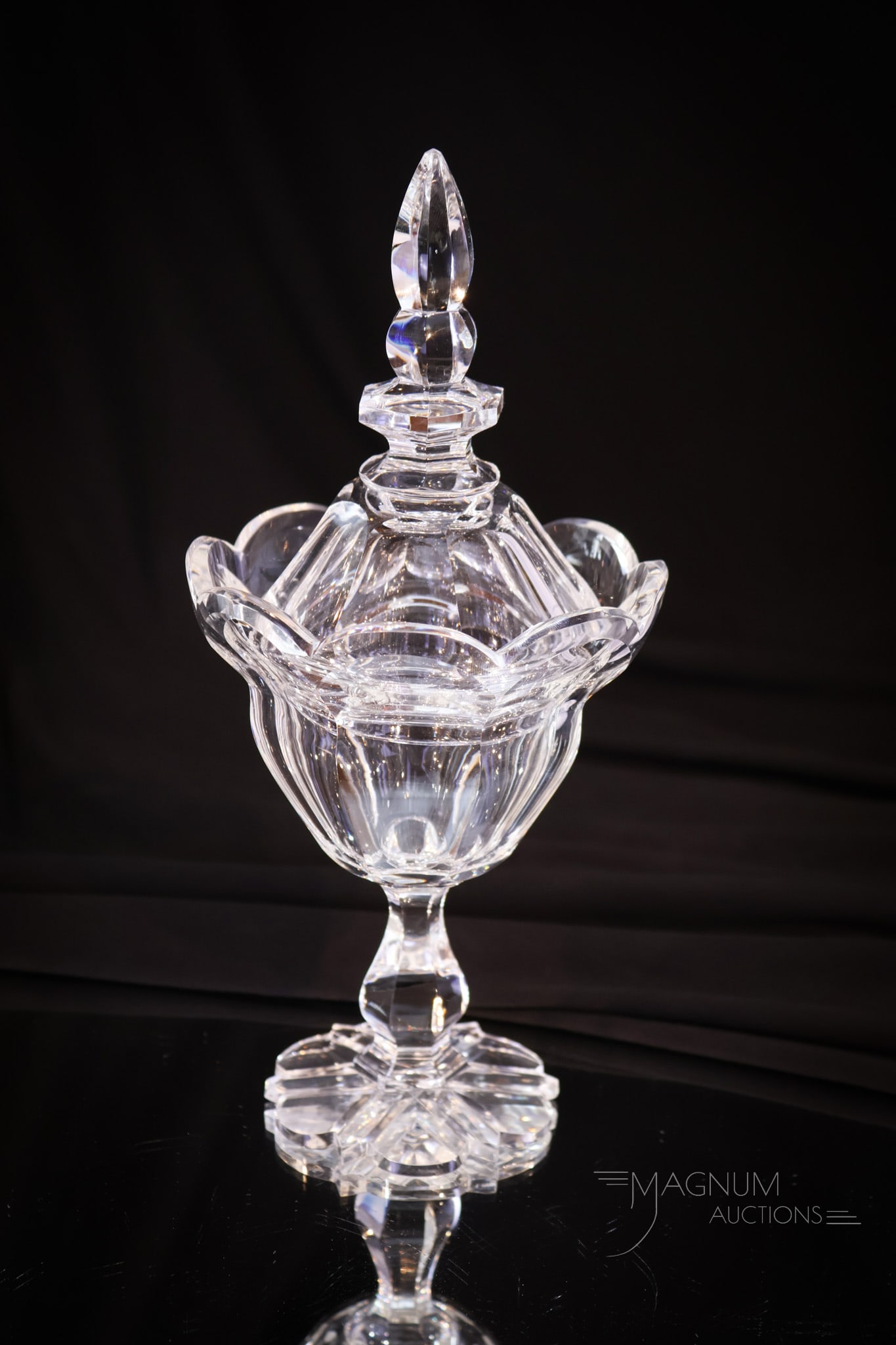 Rare 9" Steuben #7721 Crystal Covered Cut Glass Sweetmeat (1 of 5)