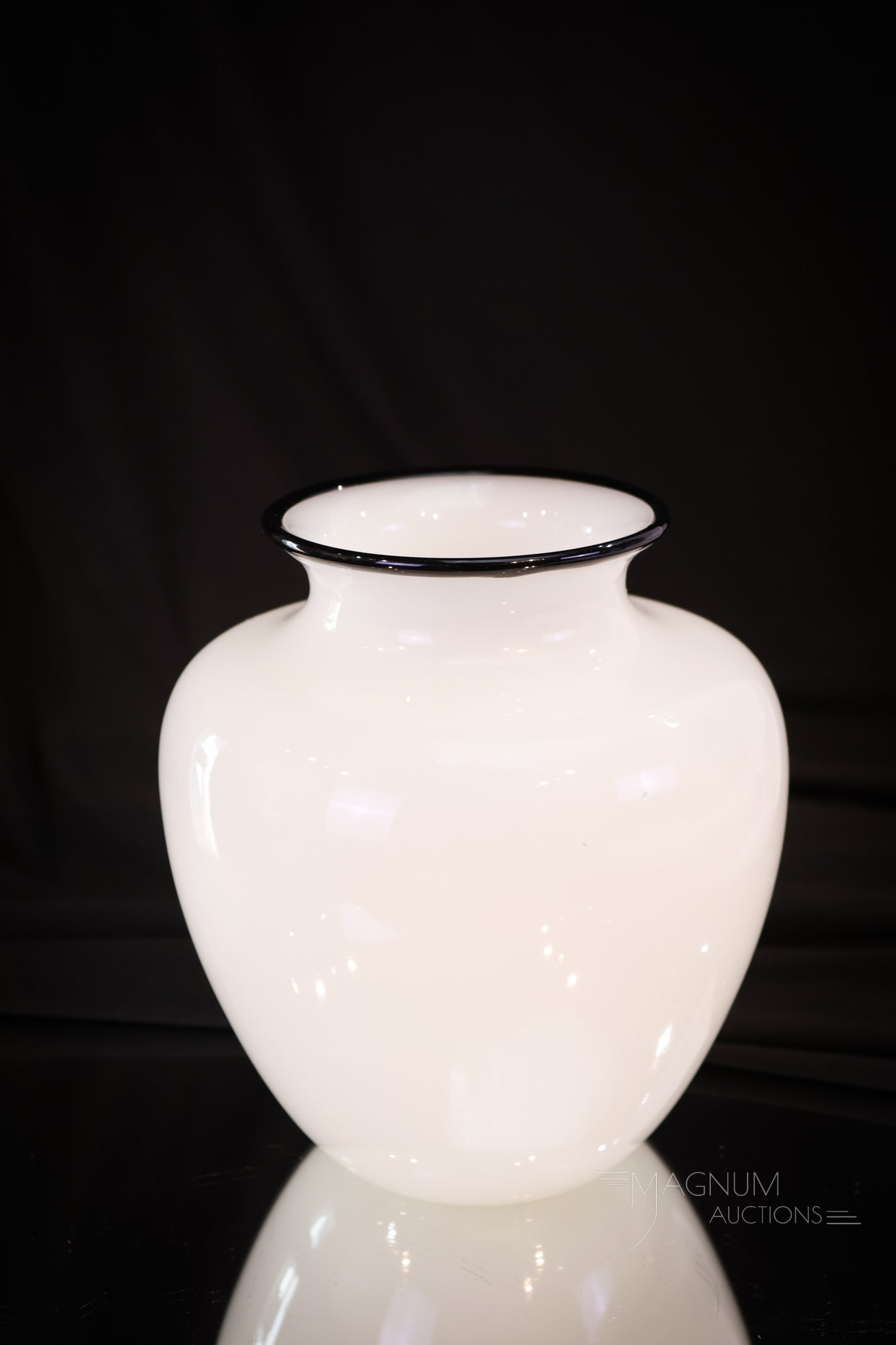 Steuben Classic Form Alabaster & Mirror Black 6 1/2" Vase (1 of 5)