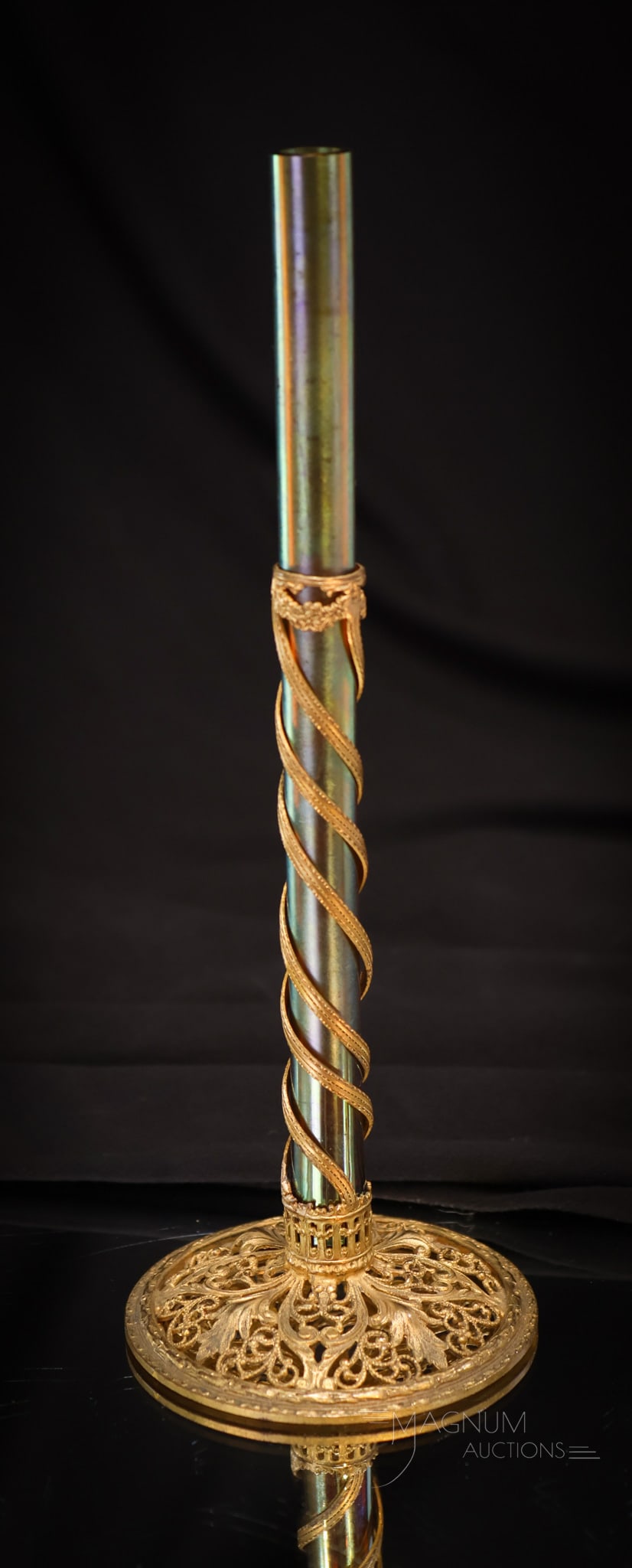 Steuben Gold Aurene Art Glass Ormulu Bud Vase (1 of 9)