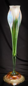 Tiffany Studios 16 1/2" Calyx Floriform Iridescent Art Glass Vase
