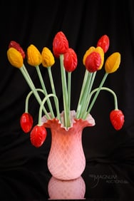 16 pc Lot German Blown Glass Tulips