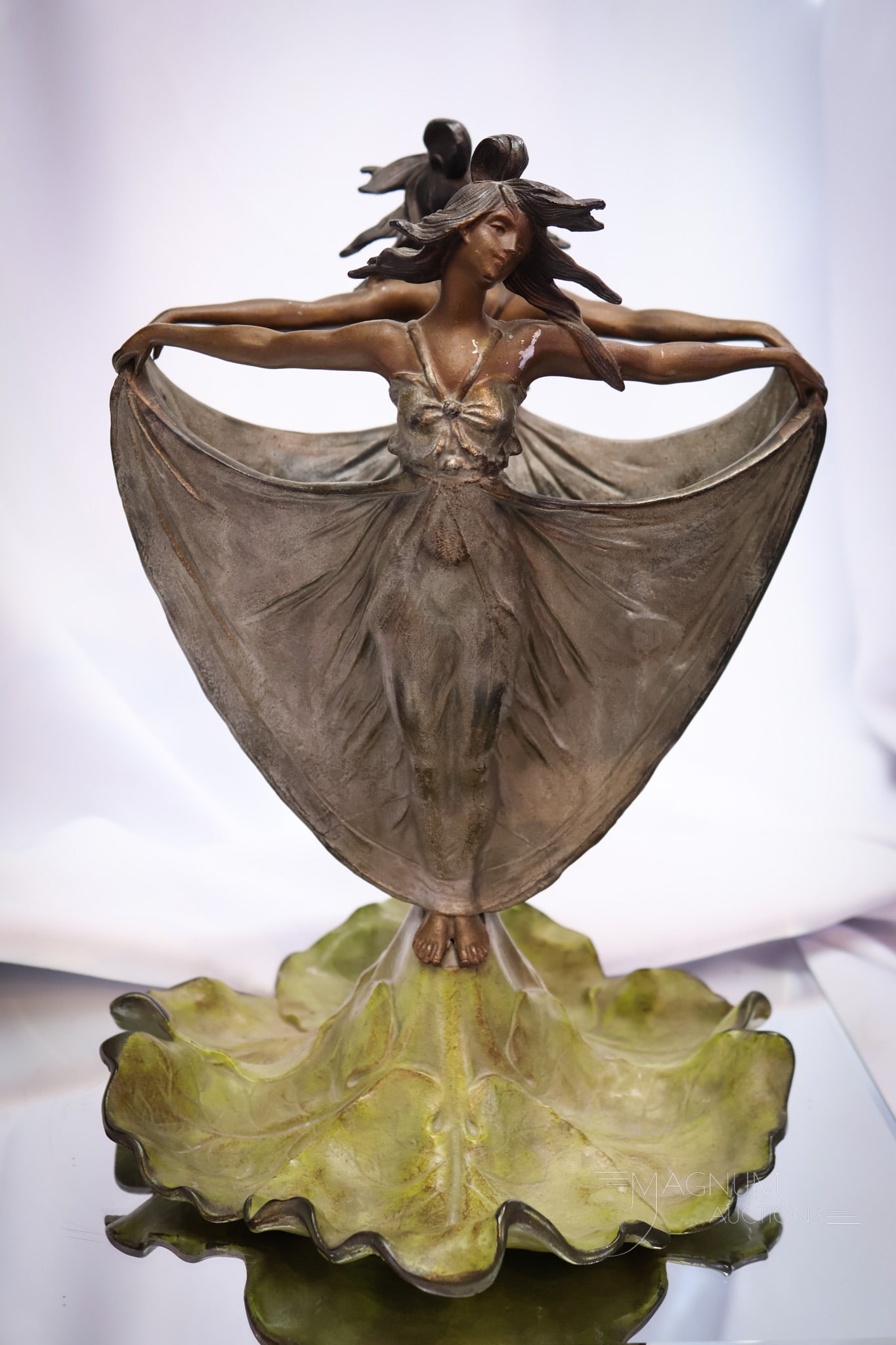 Art Nouveau Cold Painted Bronze Dancing Double Lady Vase (1 of 11)