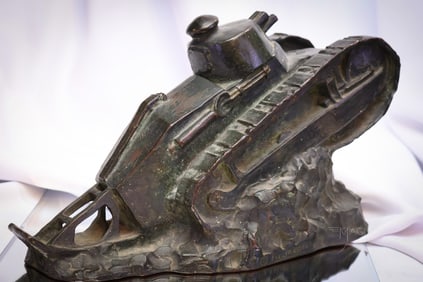 Pierre Felix Fix-Masseau ca. 1919 Renault FT-17 Tank Model 13 1/2" Bronze