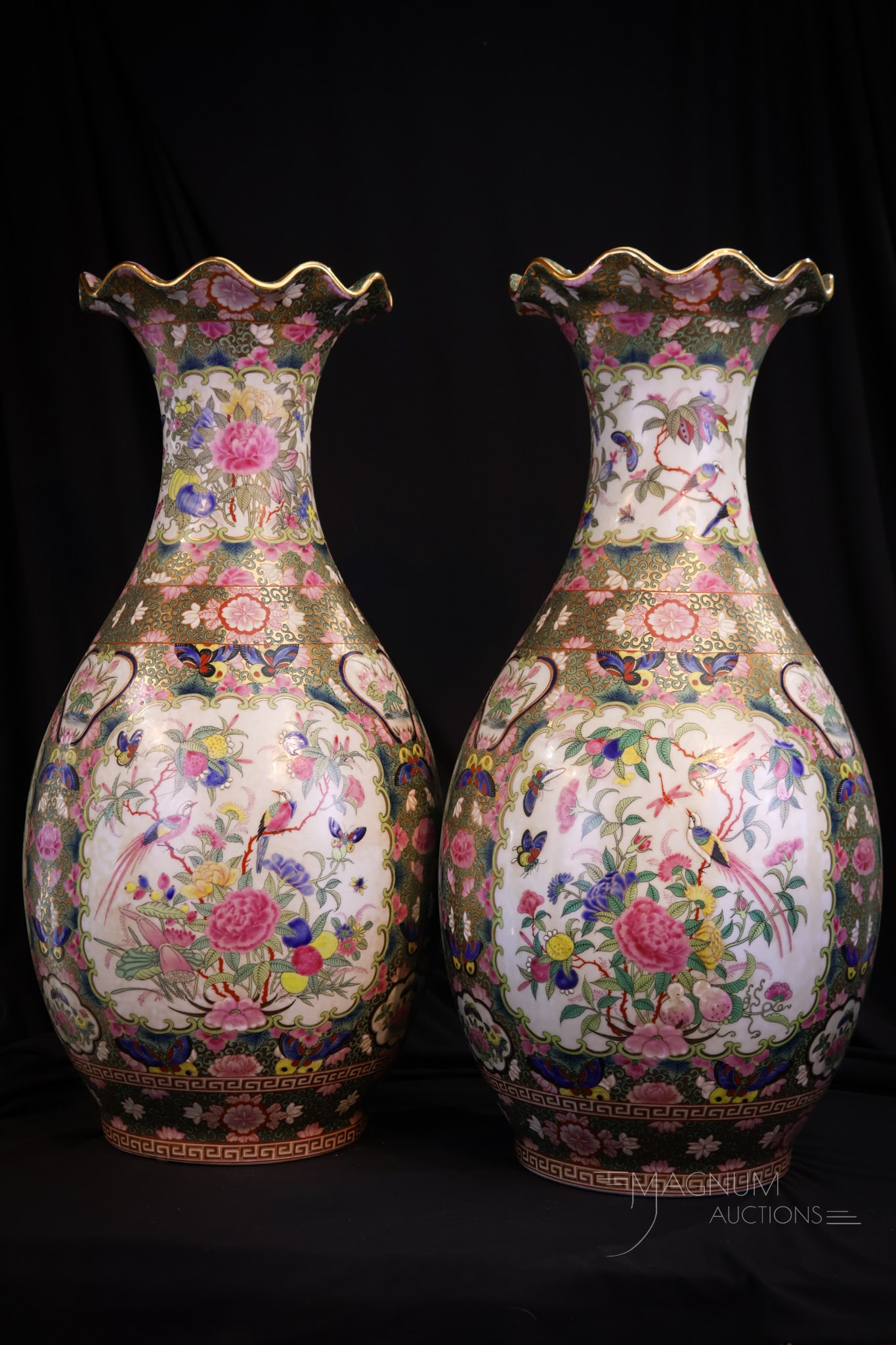Pair Massive 24" Chinese Famille Rose Porcelain Vases (1 of 13)