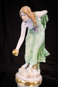 Signed Meissen Porcelain "The Bowler" 12" Porcelain Figurine