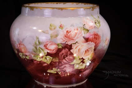 D. & Co. France Limoges Hand Painted Roses Jardinere