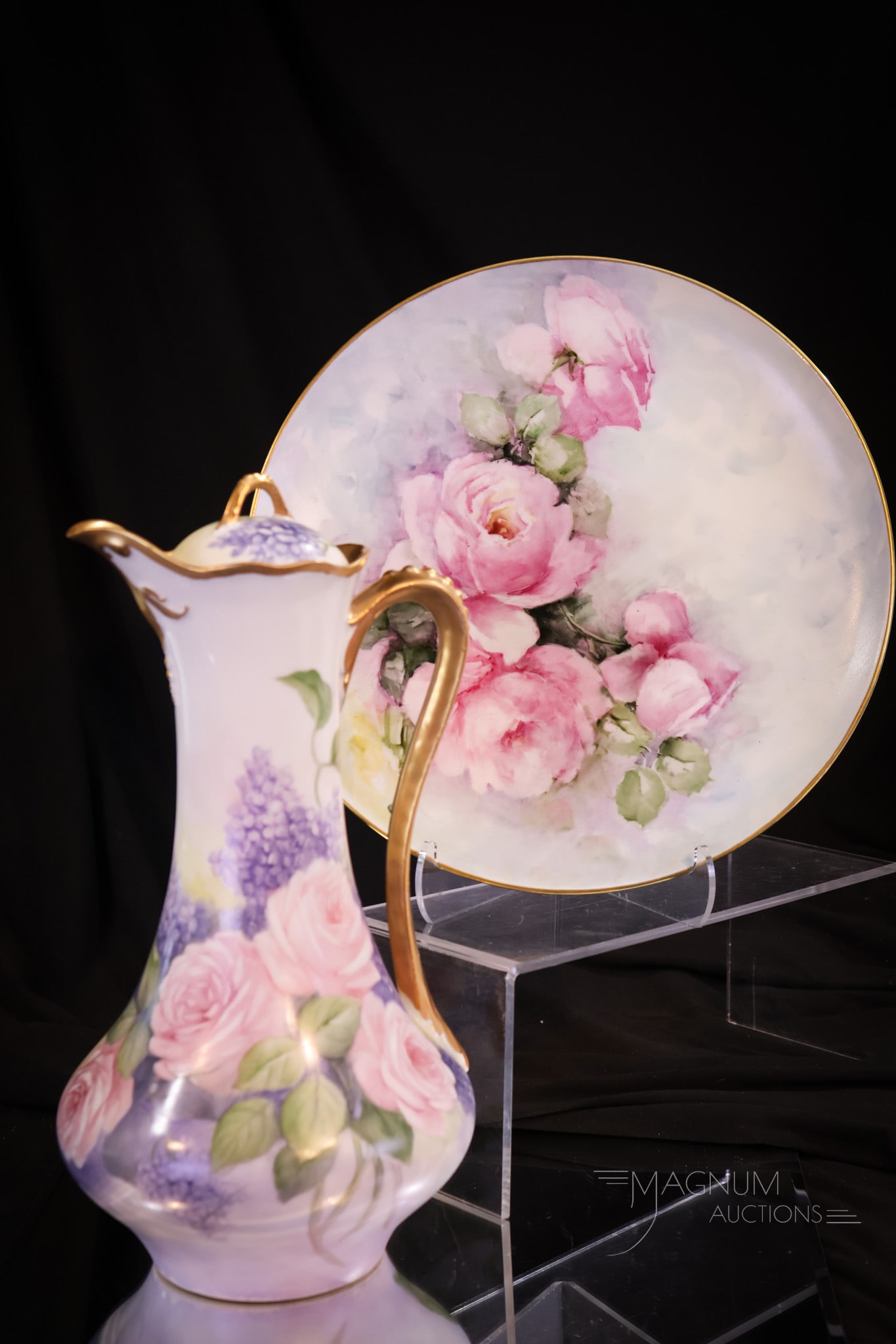 2 pc Lot Hand Painted Roses Porcelain Limoges (1 of 11)