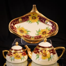 3 pc Lot Limoges & Donath Studios Hand Painted Porcelain