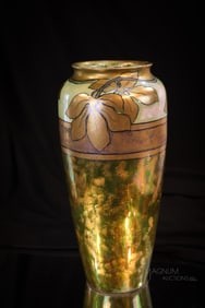 Art Deco Rosenthal Hand Painted Porcelain Iridescent Gilt 10 1/2" Vase