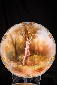 JPL Limoges France Hand Painted "Diana the Huntress" Nude 11 3/4" Charger