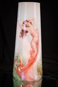 Willets Beleek Hand Painted Porcelain Portrait 15 1/4" Vase