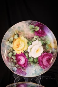 Limoges France Hand Painted Porcelain Rose and Roses 13 1/4" Charger
