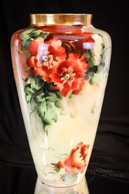 Willets Belleek Hand Painted Porcelain Poppies 13 1/2" Vase