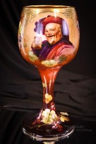 Willets Belleek Hand Painted Porcelain Chunky Monk & Grapes Chalice