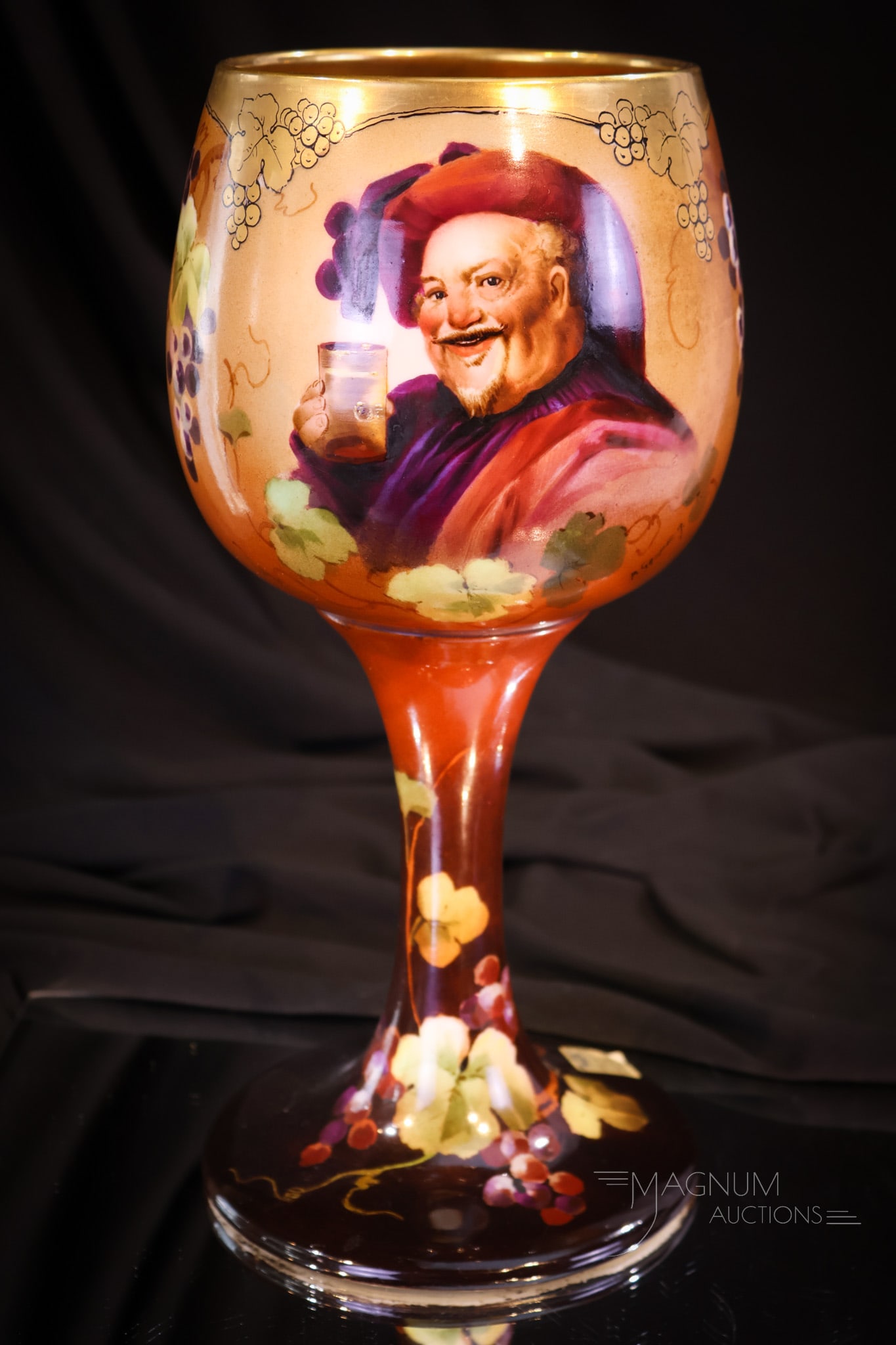 Willets Belleek Hand Painted Porcelain Chunky Monk & Grapes Chalice (1 of 8)