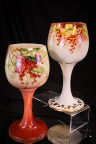 2 pc Lot Willets Belleek Hand Painted Porcelain Chalices
