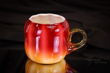 New England Plated Amberina Victorian Glass Custard Punch Cup
