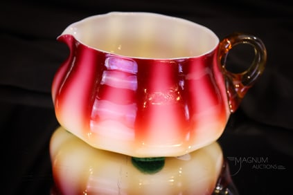 New England Plated Amberina Victorian Glass Creamer