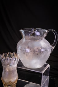 2 pc Lot Victorian New England Pomona Victorian Glass