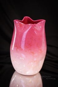 New England Peachblow Victorian Glass Agata Celery Vase