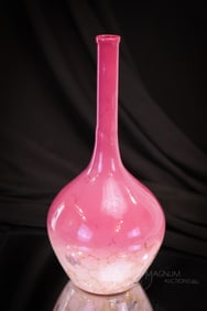 New England Peachblow Victorian Glass 8 1/2" Stick Vase