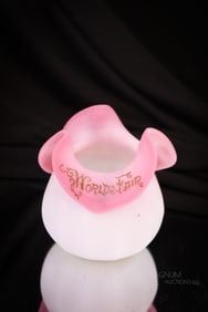 Libbey Peachblow Victorian Satin "1893 World's Fair" 3 1/4" Elephant Ear Rose Bowl
