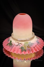 Webb Burmese Decorated Victorian Glass Petticoat Fairy lamp