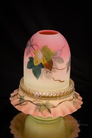 Webb Burmese Victorian Glass Decorated Fairy Lamp