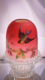 Peachblow Victorian Glass Enameled Clarke's Fairy Lamp