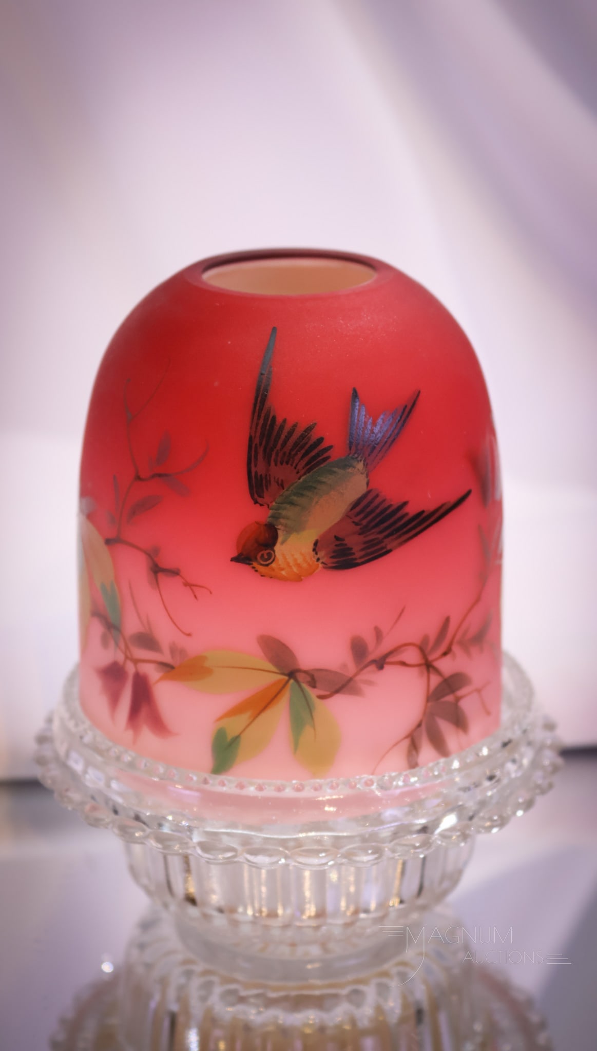 Peachblow Victorian Glass Enameled Clarke's Fairy Lamp (1 of 11)