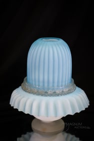 Webb Victorian Satin Glass Signed Pedestal Fairy Lamp